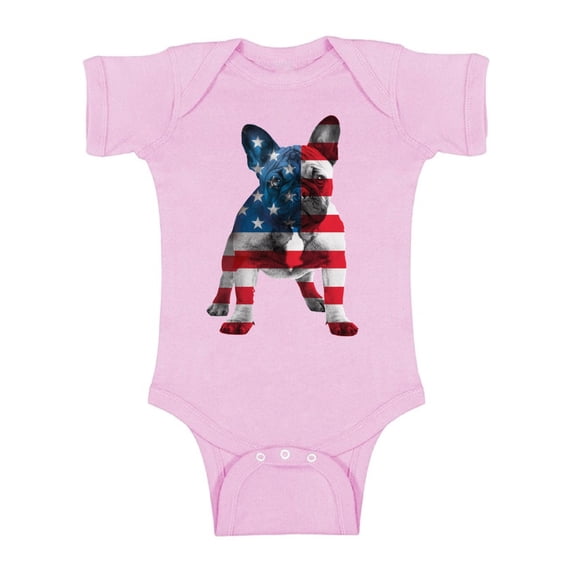 Awkward Styles Baby USA Flag French Bulldog Cute Graphic Baby Short Sleeve Bodysuit Tops 4th Of July Party Pet Lover