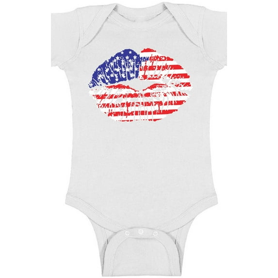 Awkward Styles Baby USA Flag Lips Cool Graphic Baby Short Sleeve Bodysuit Tops 4th of July Gift Independence Day