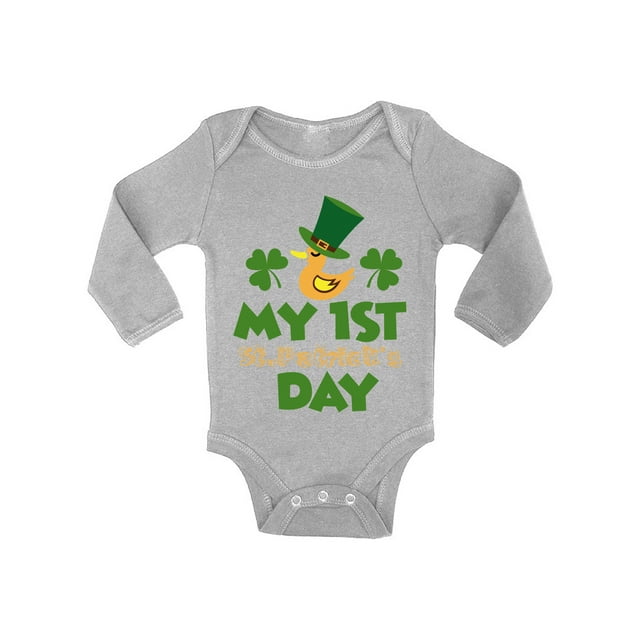 Awkward Styles Baby's First St. Patrick's Day Bodysuit Long Sleeve First St. Patrick's Day Outfit Saint Patrick One Piece Top Cute Irish Gifts for Newborn Baby Lucky Irish Baby One Piece Top
