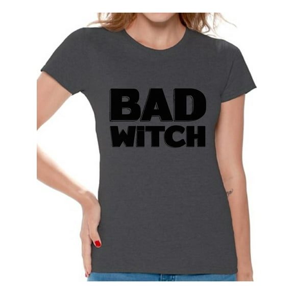 Awkward Styles Bad Witch Shirt Halloween Witch Tshirt Funny Halloween Shirts for Women Dia de los Muertos T Shirt Halloween Themed Holiday Shirts Day of the Dead Gifts for Her Trick or Treat Gifts