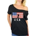 thumbnail image 1 of Awkward Styles Baseball USA Off Shoulder Shirt Made in the USA USA Flag Women T shirt Proud American 4th of July Tshirt for Women Red White and Blue USA Patriotic Off Shoulder Shirt, 1 of 4