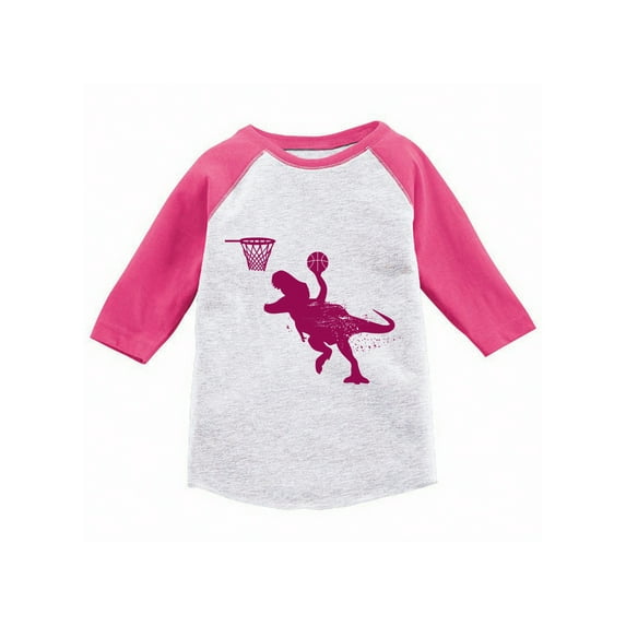 Awkward Styles Basketball Dinosaur Toddler Raglan Dinosaur Jersey Shirt for Kids Basketball Fans Dinosaur Tshirt for Toddler Boy Basketball Shirt for Toddler Girl Dinosaur Basketball Raglan for Kids