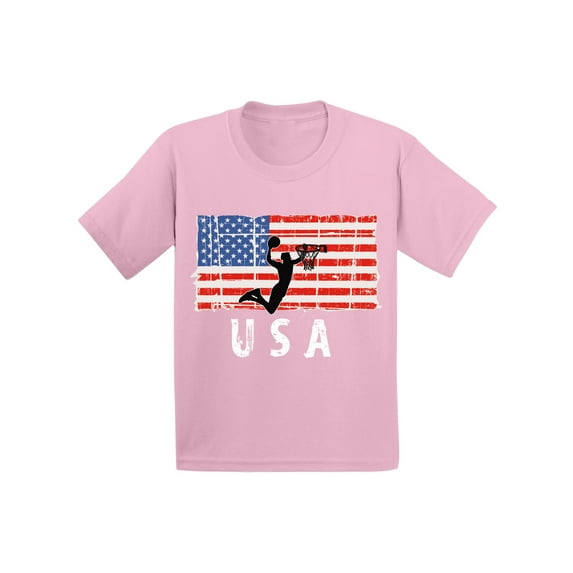 Awkward Styles Basketball USA Toddler Shirt United States of America Vintage USA Flag Kids Shirts Stripes and Stars 4th of July T shirts for Boys 4th of July T shirts for Girls USA Pride
