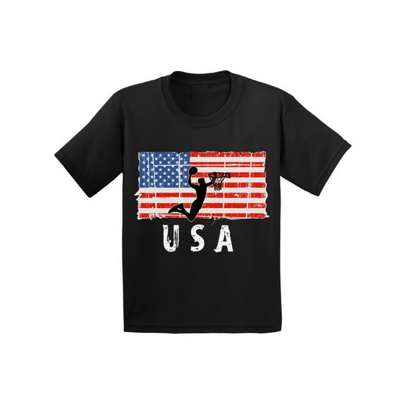 Awkward Styles Basketball USA Toddler Shirt United States of America Vintage USA Flag Kids Shirts Stripes and Stars 4th of July T shirts for Boys 4th of July T shirts for Girls USA Pride