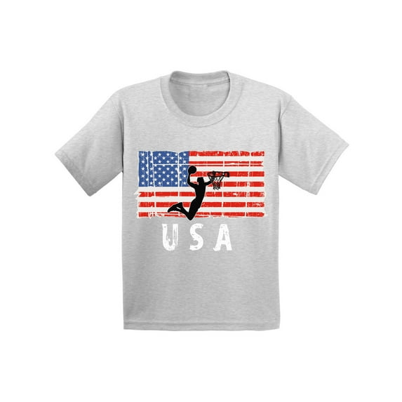 Awkward Styles Basketball USA Toddler Shirt United States of America Vintage USA Flag Kids Shirts Stripes and Stars 4th of July T shirts for Boys 4th of July T shirts for Girls USA Pride