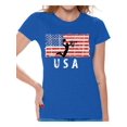 thumbnail image 1 of Awkward Styles Basketball USA Women Shirt Proud American Pro America T shirt for Women Stripes and Stars Patriotic Women Tshirt USA Pride Retro USA Flag T-shirt for Women, 1 of 4