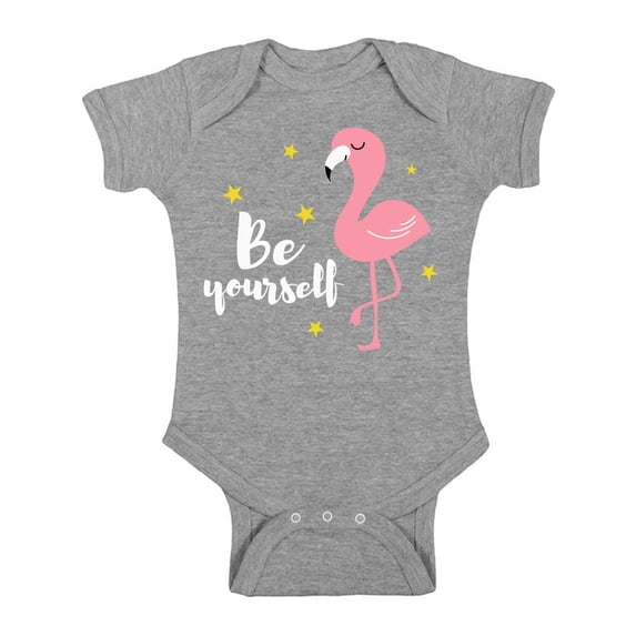 Awkward Styles Be Yourself Baby Bodysuit Short Sleeve Pink Flamingo Romper for Boys Summer One Piece for Girls Pink Flamingo Romper for Children Flamingo Gifts for Little One Summer Clothing