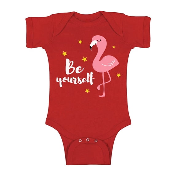 Awkward Styles Be Yourself Baby Bodysuit Short Sleeve Pink Flamingo Romper for Boys Summer One Piece for Girls Pink Flamingo Romper for Children Flamingo Gifts for Little One Summer Clothing