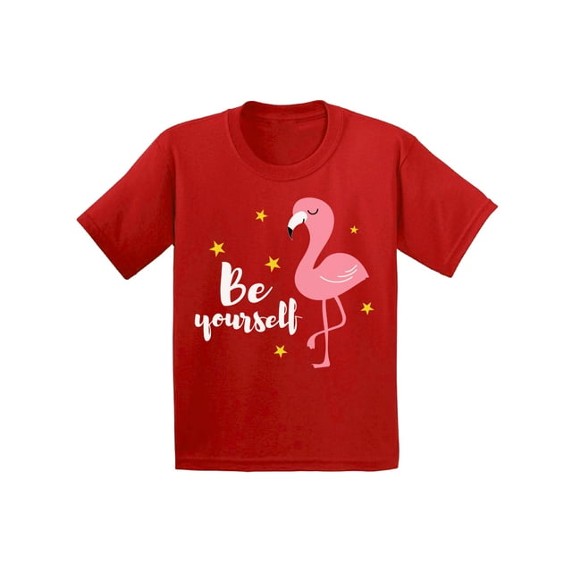 Awkward Styles Be Yourself Infant Shirt Cute Summer Shirt for Kids Pink Flamingo T Shirt for Boys Pink Flamingo Shirts for Girls Cute Flamingo T-Shirt for Children Summer Gifts for Little One