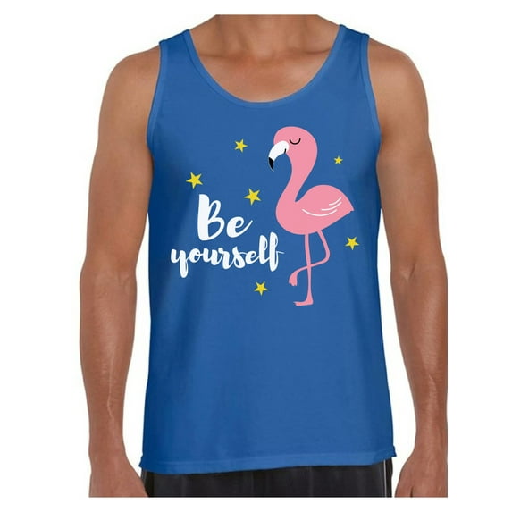 Awkward Styles Be Yourself Shirts Beach Collection for Men Pink Flamingo Tank Top for Men Beach Shirts Summer Clothes for Men Flamingo Tank Top Pink Flamingo Tshirt for Men Pink Flamingo Gifts
