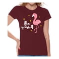 thumbnail image 1 of Awkward Styles Be Yourself Womens T-Shirt Pink Flamingo Tshirt for Women Summer Gifts for Girlfriend Pink Flamingo Shirts Flamingo Clothing Collection for Women Summer T Shirt for Her Cute Shirt, 1 of 4