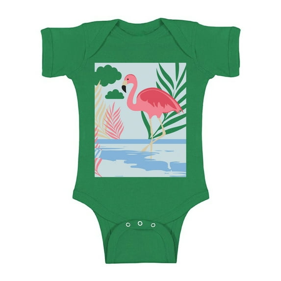 Awkward Styles Beach Party Baby Bodysuit Short Sleeve Pink Flamingo Romper for Boys Summer One Piece for Girls Pink Flamingo Romper for Children Flamingo Gifts for Little One Summer Clothing