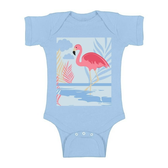 Awkward Styles Beach Party Baby Bodysuit Short Sleeve Pink Flamingo Romper for Boys Summer One Piece for Girls Pink Flamingo Romper for Children Flamingo Gifts for Little One Summer Clothing