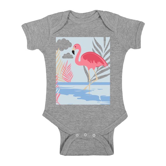 Awkward Styles Beach Party Baby Bodysuit Short Sleeve Pink Flamingo Romper for Boys Summer One Piece for Girls Pink Flamingo Romper for Children Flamingo Gifts for Little One Summer Clothing