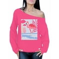 thumbnail image 1 of Awkward Styles Beach Party Ladies Off Shoulder Sweater Summer Clothing for Women Pink Flamingo Oversized Sweatshirt for Mom Funny Summer Clothes Flamingo Off The Shoulder Sweatshirt for Women, 1 of 4