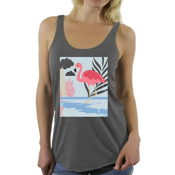 Awkward Styles Beach Party Racerback Tank Top T-Shirt for Her Flamingo Racerback Shirts Summer Clothes for Women Flamingo Tshirt for Ladies Summer Gifts Flamingo Shirts Beach Collection Cute Shirt