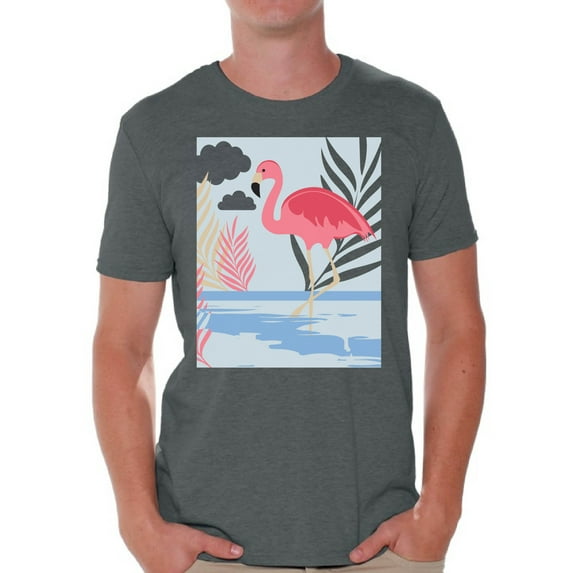 Awkward Styles Beach Party T Shirt for Men Summer Mens Shirts Pink Flamingo Clothes for Men Flamingo T-Shirt Beach Tshirt Pink Flamingo Gifts Flamingo Shirts Summer Clothing Collection for Men