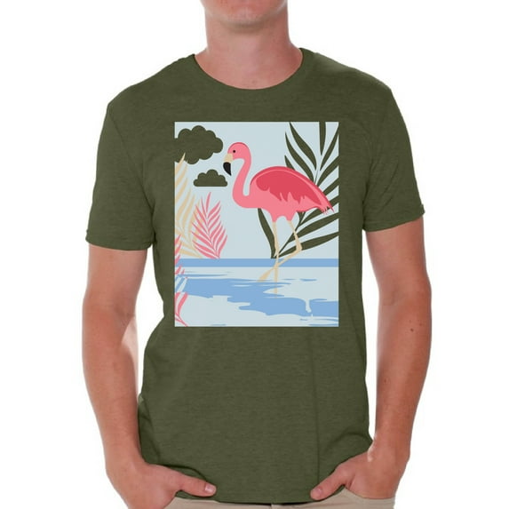 Awkward Styles Beach Party T Shirt for Men Summer Mens Shirts Pink Flamingo Clothes for Men Flamingo T-Shirt Beach Tshirt Pink Flamingo Gifts Flamingo Shirts Summer Clothing Collection for Men