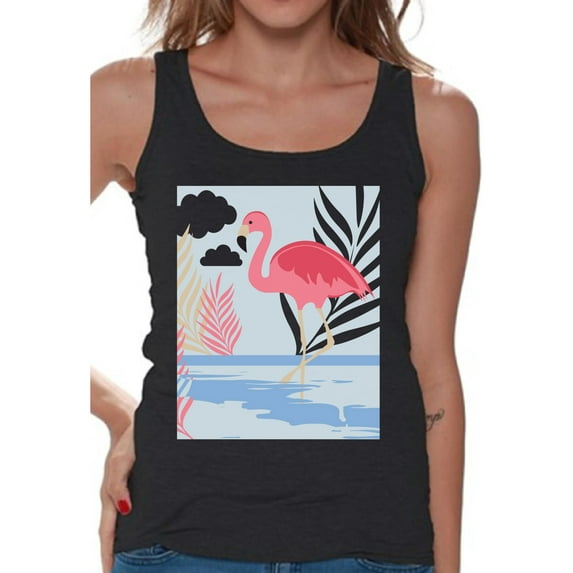 Awkward Styles Beach Party Tank Top T-Shirt for Her Flamingo Shirts Summer Clothes for Women Beach Tanks Pink Flamingo Tshirt for Ladies Summer Gifts Flamingo Shirts Beach Clothing Collection