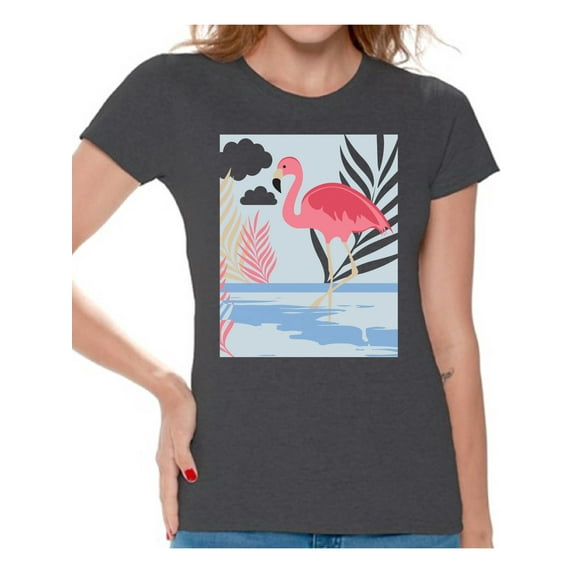 Awkward Styles Beach Party Womens T-Shirt Pink Flamingo Tshirt for Women Summer Gifts for Girlfriend Pink Flamingo Shirts Flamingo Clothing Collection for Women Summer T Shirt for Her Cute Shirt