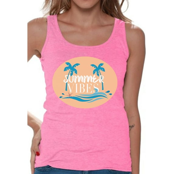 Awkward Styles Beach Tank Top T-Shirt for Her Palms Shirts Summer Vibes Clothes for Women Vacay Vibes Tanks Beach Tshirt for Ladies Summer Vibes Gifts Summer Shirts Vacay Vibes Clothing Collection