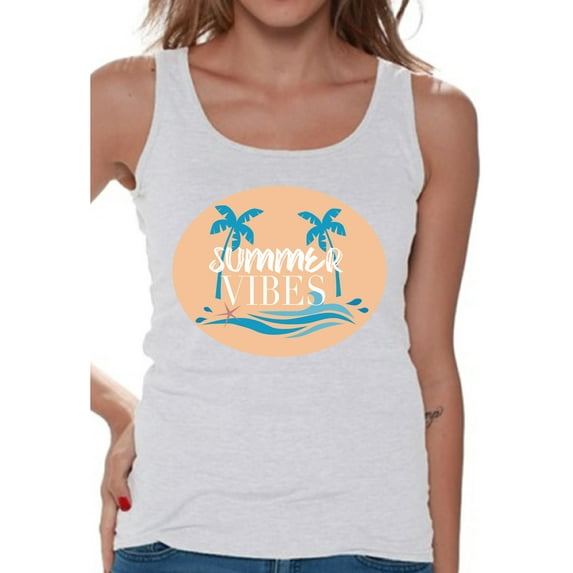 Awkward Styles Beach Tank Top T-Shirt for Her Palms Shirts Summer Vibes Clothes for Women Vacay Vibes Tanks Beach Tshirt for Ladies Summer Vibes Gifts Summer Shirts Vacay Vibes Clothing Collection