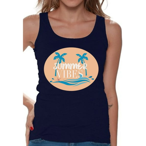 Awkward Styles Beach Tank Top T-Shirt for Her Palms Shirts Summer Vibes Clothes for Women Vacay Vibes Tanks Beach Tshirt for Ladies Summer Vibes Gifts Summer Shirts Vacay Vibes Clothing Collection
