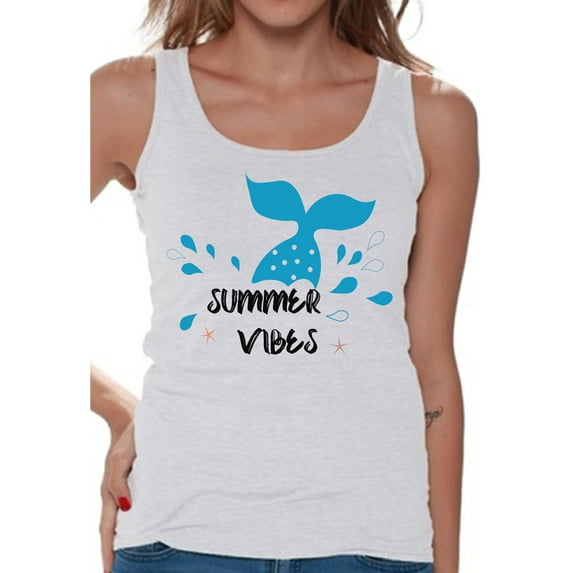 Awkward Styles Beach Tank Top T-Shirt for Her Summer Shirts Summer Vibes Clothes for Women Vacay Vibes Tanks Beach Tshirt for Ladies Summer Vibes Gifts Summer Shirts Vacay Vibes Clothing Collection