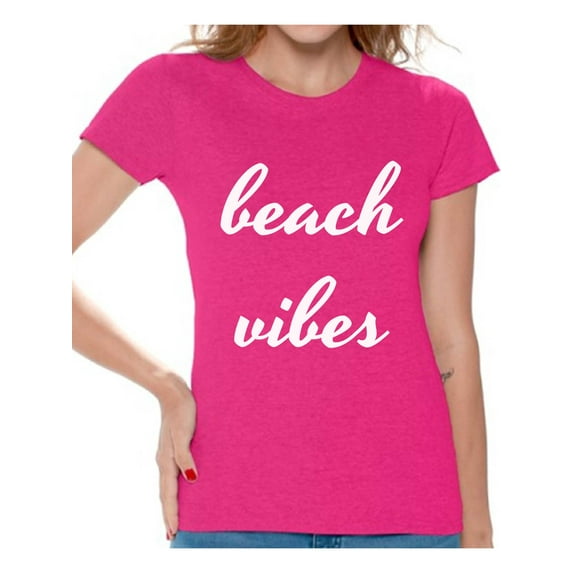 Awkward Styles Beach Vibes Shirt Women's Summer Vacation Tshirt Vacay Mode T-Shirt Beach Party Outfit Funny Summer Gifts for Her Vacation Shirts for Women On Vacation T-Shirt Beach Women's Tshirt