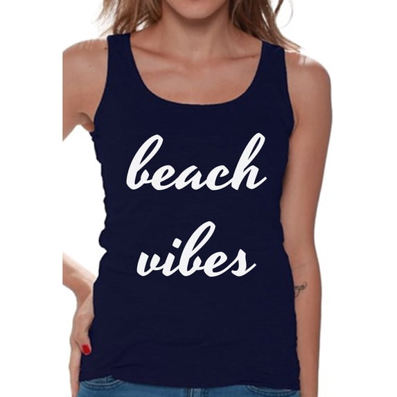 Awkward Styles Beach Vibes Tank Top Women's Vacation Tank Beach Sleeveless Shirt Beach Outfit for Women Summer Party Outfit Summer Vibes Tshirt Summer Vacation Shirts Vacay T-Shirt Travel Tshirt