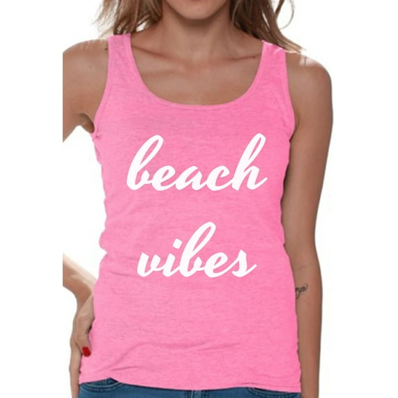 Awkward Styles Beach Vibes Tank Top Women's Vacation Tank Beach Sleeveless Shirt Beach Outfit for Women Summer Party Outfit Summer Vibes Tshirt Summer Vacation Shirts Vacay T-Shirt Travel Tshirt