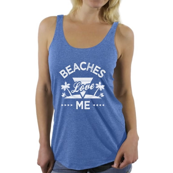 Awkward Styles Beaches Love Me Women Racerback Tank Top Beach Sleeveless Shirt Hawaiian Tshirt Funny Summer Outfit Beach Party Gifts Summer Hawaiian Shirt for Women Summer Gifts for Summer