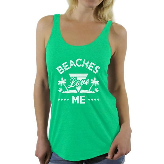 Awkward Styles Beaches Love Me Racerback Tank Top for Women Beach Sleeveless Shirt Funny Summer Outfit Beach Party Gifts Summer Vacation Shirt for Women Summer Beach Tshirt Gifts for Summer