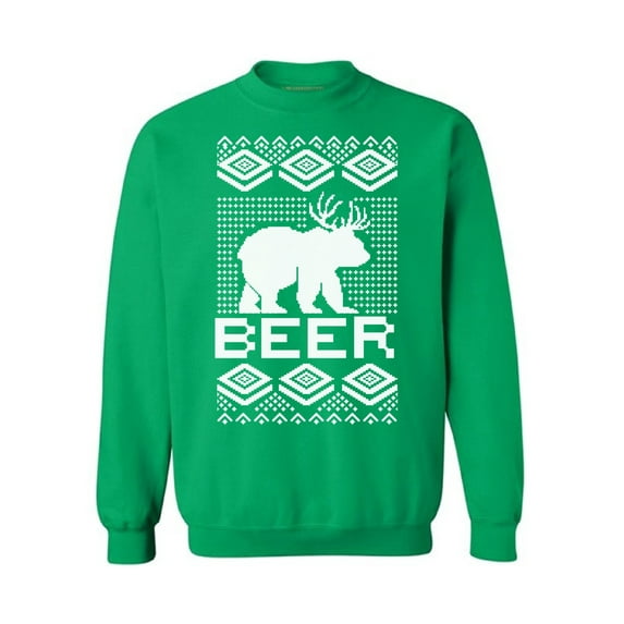 Awkward Styles Bear Deer Christmas sweatshirt Xmas Holiday Sweatshirt Bear with Antlers Christmas Sweater Funny Christmas Sweater Party Xmas Gifts Christmas Sweatshirt for Men and for Women