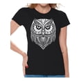 thumbnail image 1 of Awkward Styles Beautiful Owl T-Shirt for Women Patterned Shirts for Ladies Women Fashion Collection Tracery Tshirt for Mom Indian Pattern T-Shirt for Her Gifts for Wife Owl Shirts Animal T-Shirt, 1 of 4