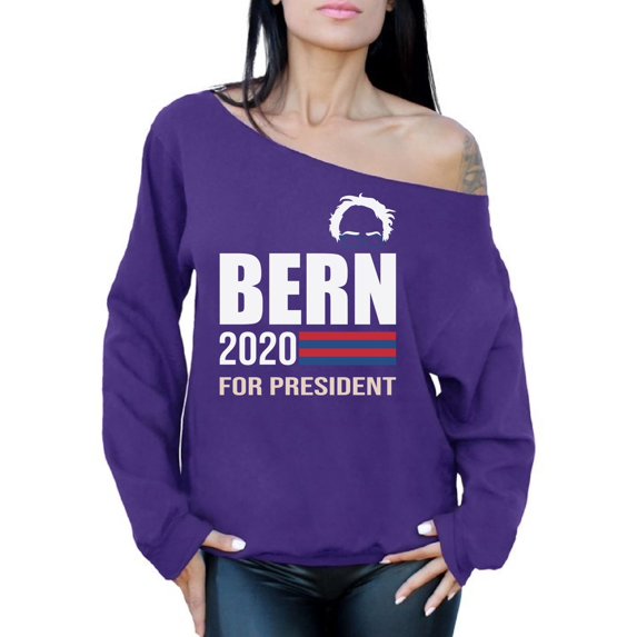 Awkward Styles Bernie Sanders Sweatshirt Bern for President 2020 Off Shoulder Tops for Women
