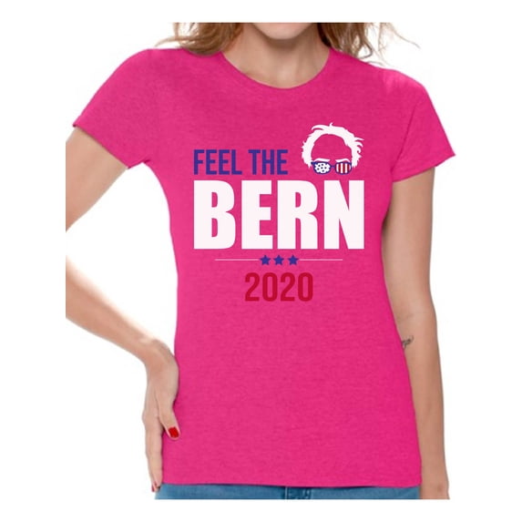 Awkward Styles Bernie Sanders T-Shirt Feel the Bern 2020 Shirts for Women