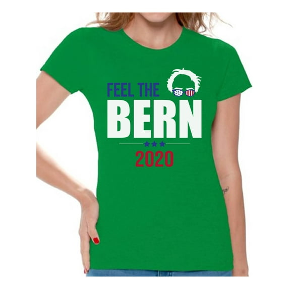 Awkward Styles Bernie Sanders T-Shirt Feel the Bern 2020 Shirts for Women