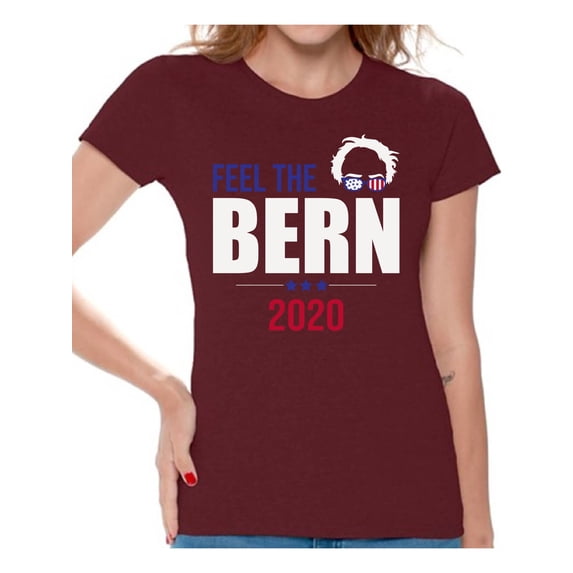Awkward Styles Bernie Sanders T-Shirt Feel the Bern 2020 Shirts for Women