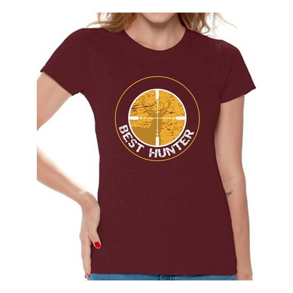 Awkward Styles Best Deer Hunter Shirt for Women Best Hunter Ladies Shirt Hunting Lovers T-Shirt for Her Hunting T Shirt for Wife Hunting Birthday Gifts for Mom Deer Hunting Fans Best Hunter Clothes