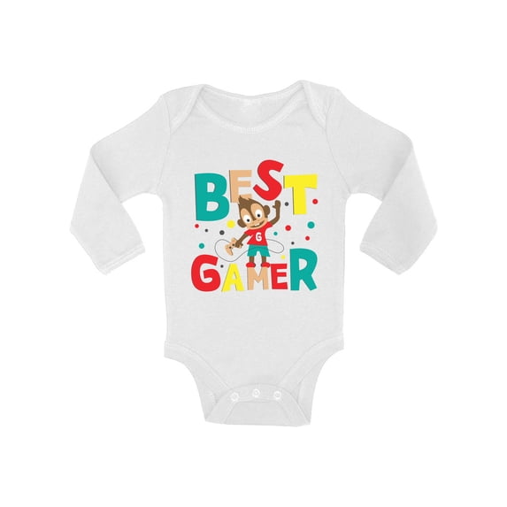 Awkward Styles Best Gamer Baby Bodysuit Long Sleeve Cute Baby Shower Gifts Baby Boy Best Gamer Clothing Video Game Birthday Party One Piece Top for Little Gamer Gifts for 1 Year Old