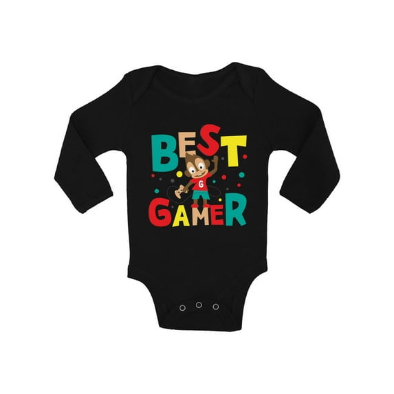 Awkward Styles Best Gamer Baby Bodysuit Long Sleeve Cute Baby Shower Gifts Baby Boy Best Gamer Clothing Video Game Birthday Party One Piece Top for Little Gamer Gifts for 1 Year Old