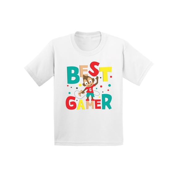 Awkward Styles Best Gamer Youth Shirt Birthday Gifts Best Gamer Tshirts for Boys Themed Birthday Party Boy Video Game Shirt Funny Monkey Shirts for Kids Cute Boys Gifts Gaming Tshirt
