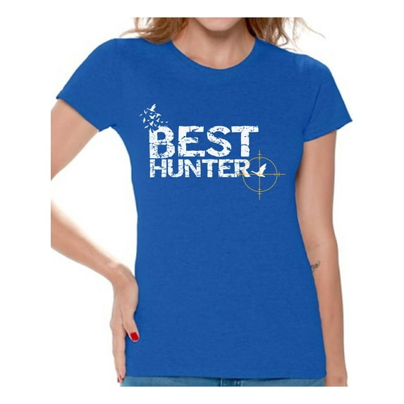 Awkward Styles Best Hunter Shirt for Women Best Hunter Ever Ladies Shirt Hunting Lovers T-Shirt for Her Hunting T Shirt for Wife Hunting Birthday Gifts for Mom Deer Hunting Fans Best Hunter Clothes