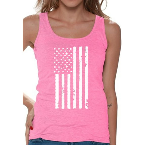 Awkward Styles Big White American Flag Women Tank Top Independence Day 4th of July Women Shirt One Nation Vintage USA Flag Tank for Women Flag Gifts 4th of July Women Top Falg Gifts