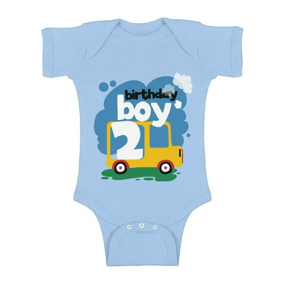 Awkward Styles Birthday Boy Baby Bodysuit Short Sleeve Toy Truck Gifts for 2 Year Old Baby Boy 2nd Birthday Party One Piece Top Truck Themed Birthday Party for Baby Boy Second Birthday Party Outfit