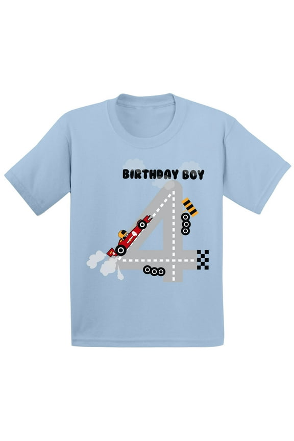 Birthday Boy Race Car Toddler Shirt Race Car Birthday Party for Toddler Boys Funny Birthday Gifts for 4 Year Old 4th Birthday T Shirt Fourth Birthday Outfit Race Tshirt for Birthday Boy