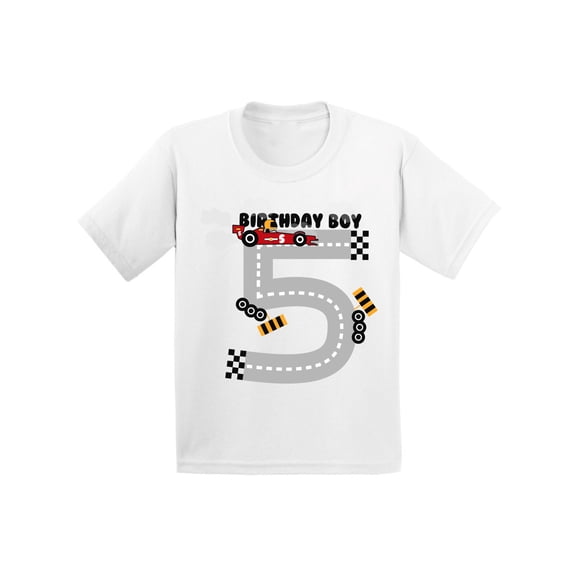 Awkward Styles Birthday Boy Race Car Toddler Shirt Race Car Birthday Party for Toddler Boys Funny Birthday Gifts for 5 Year Old 5th Birthday T Shirt Fifth Birthday Outfit Race Tshirt for Birthday Boy