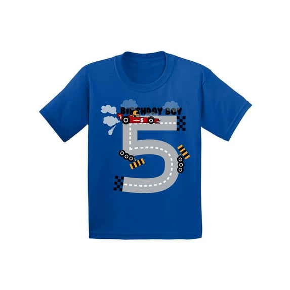 Awkward Styles Birthday Boy Race Car Toddler Shirt Race Car Birthday Party for Toddler Boys Funny Birthday Gifts for 5 Year Old 5th Birthday T Shirt Fifth Birthday Outfit Race Tshirt for Birthday Boy