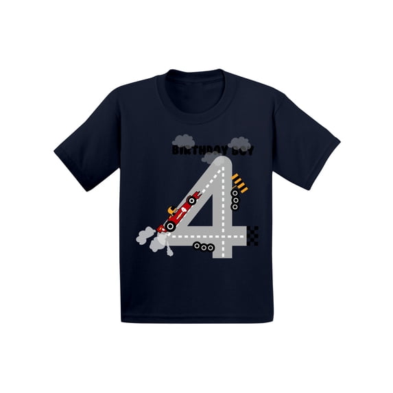 Awkward Styles Birthday Boy Race Car Toddler Shirt Race Car Birthday Party for Toddler Boys Funny Birthday Gifts for 4 Year Old 4th Birthday T Shirt Fourth Birthday Outfit Race Tshirt for Birthday Boy